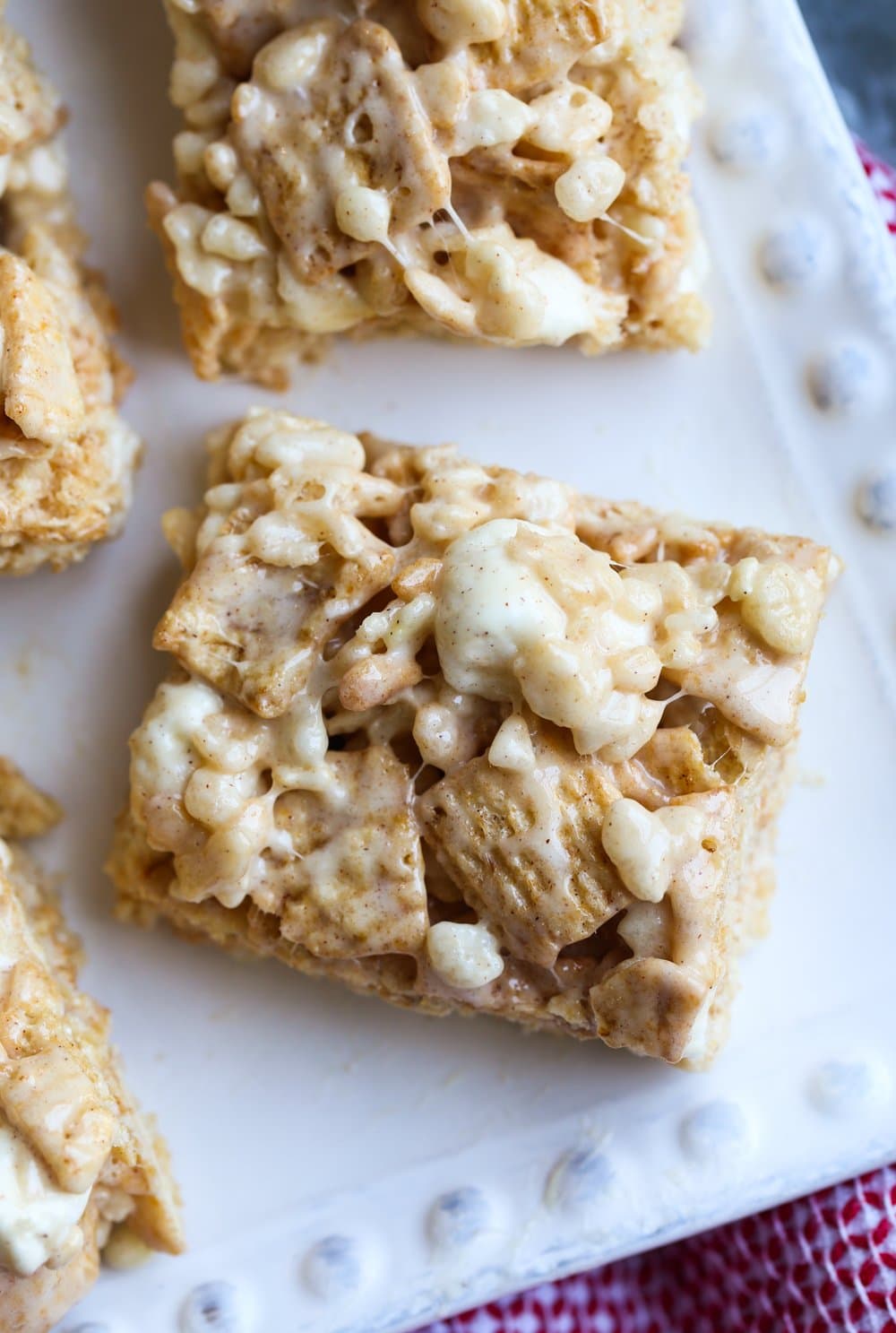 Rice Krispie Treats made with Cinnamon Toast Crunch Cereal