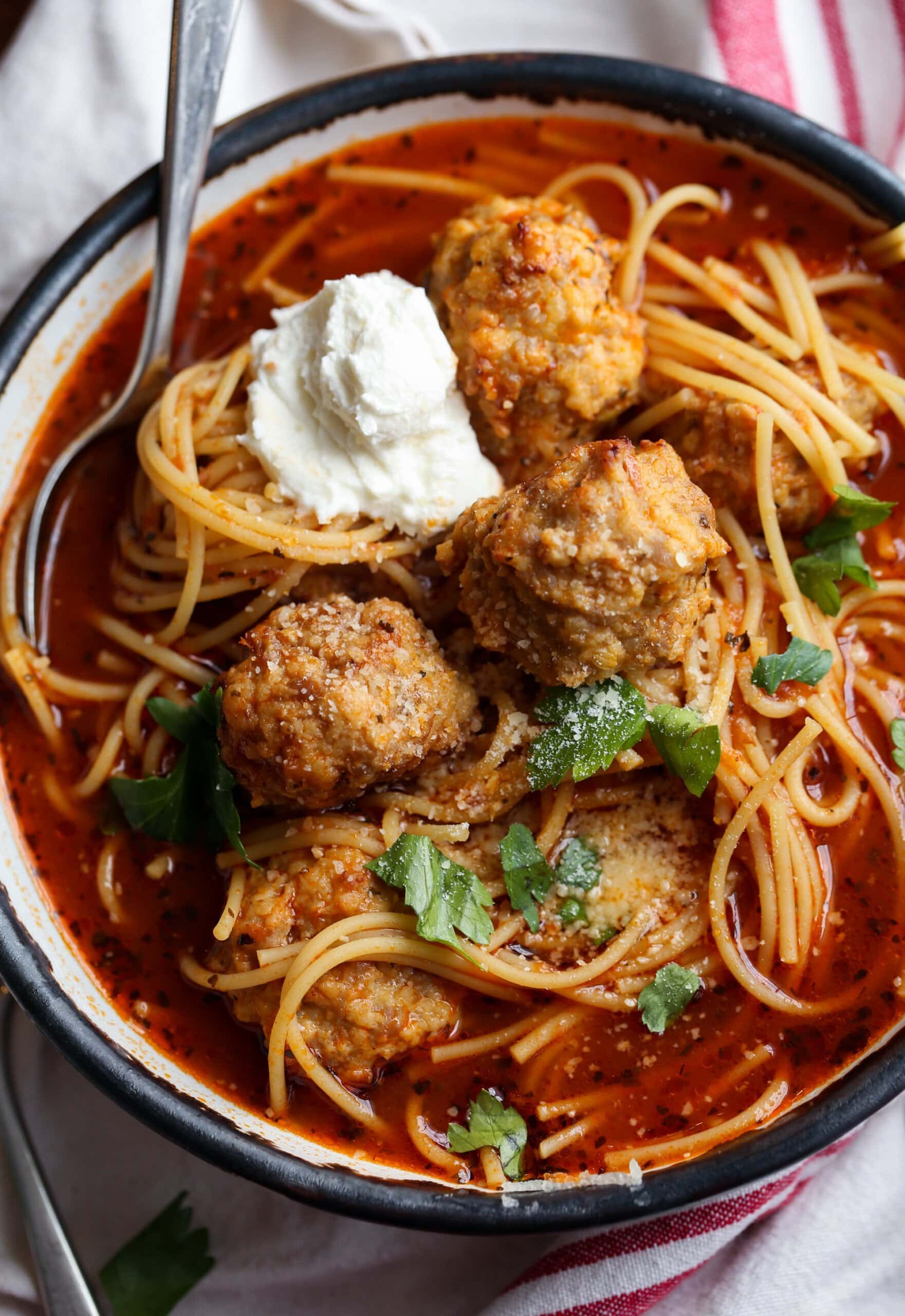 Spaghetti and Meatball Soup